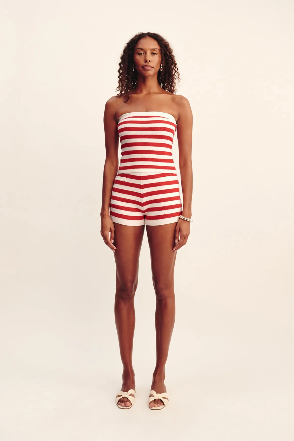 ARI SHORT - CORAL STRIPE sold by Posse