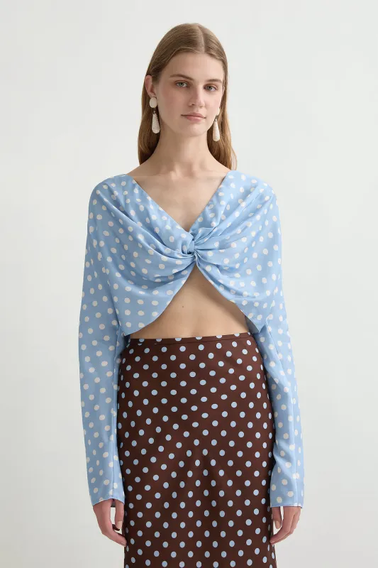 TILLIE TOP - BLUE POLKA DOT sold by Posse