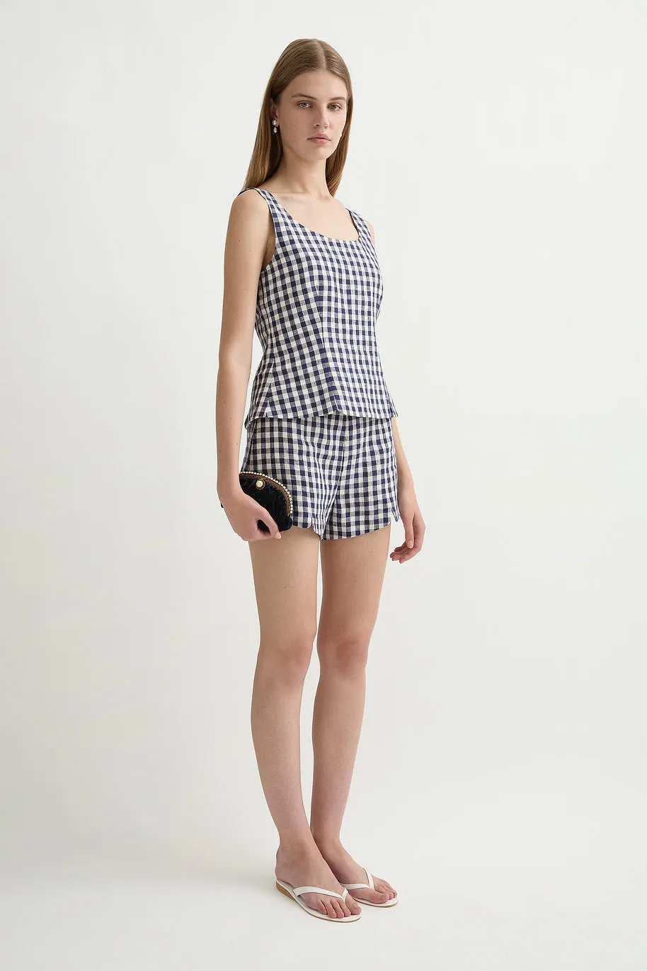 SADIE TOP - NAVY GINGHAM sold by Posse product image thumbnail 3