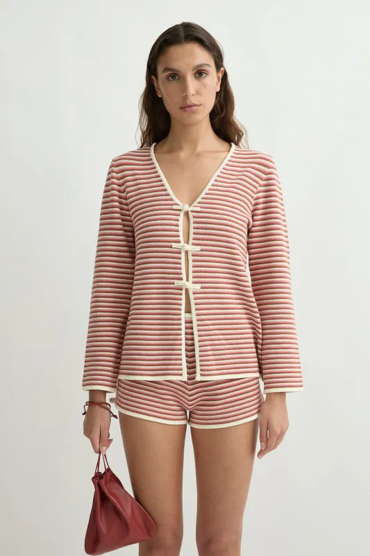 KASH CARDIGAN - PINK STRIPE sold by Posse