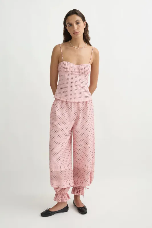 PEARL PANTS - BERRY CHOC POLKA DOT sold by Posse