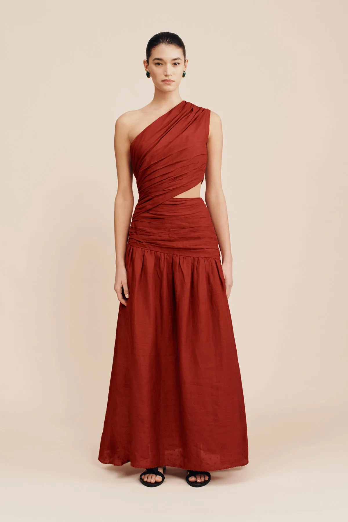 JOSLIN ONE SHOULDER DRESS - MERLOT sold by Posse product image thumbnail 3