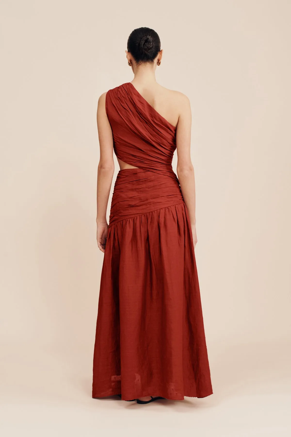 JOSLIN ONE SHOULDER DRESS - MERLOT sold by Posse product image thumbnail 5