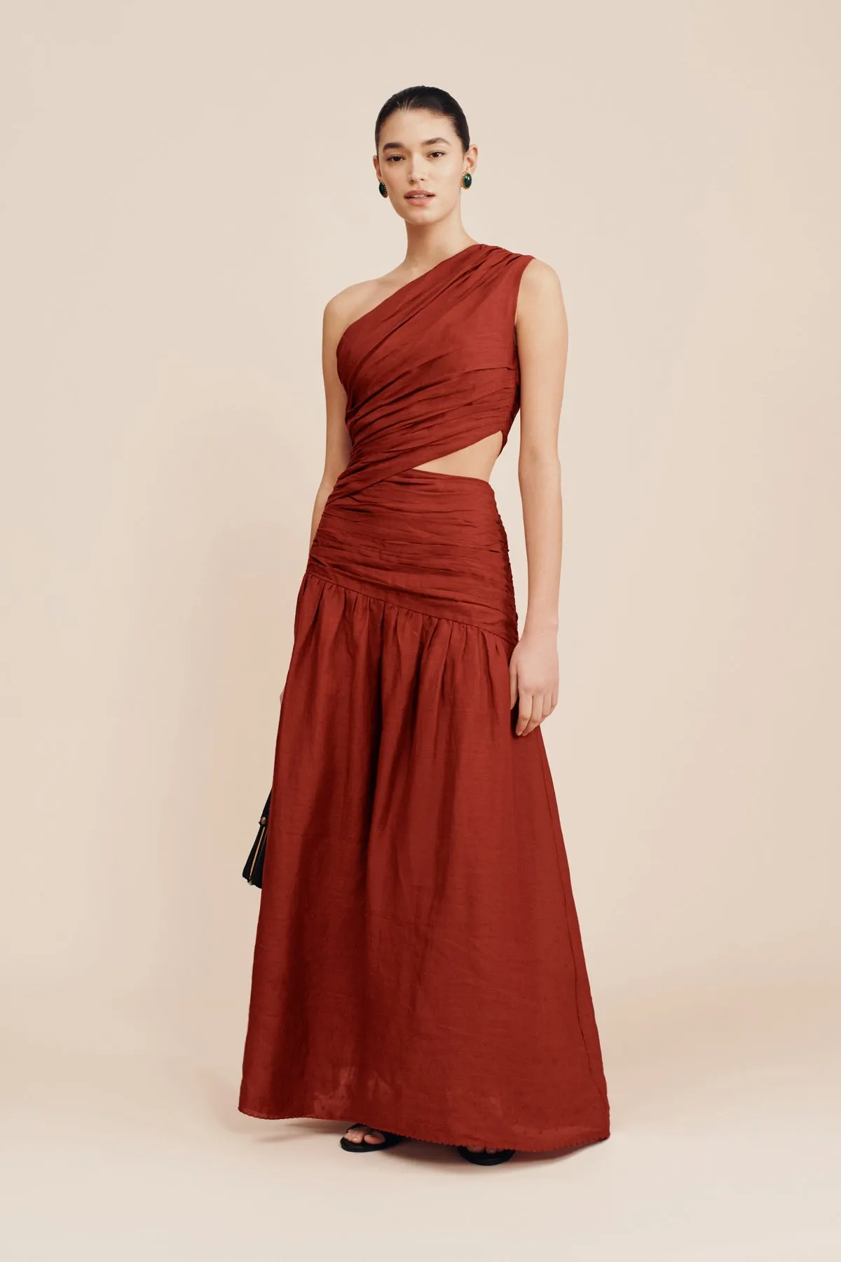 JOSLIN ONE SHOULDER DRESS - MERLOT sold by Posse product image thumbnail 2