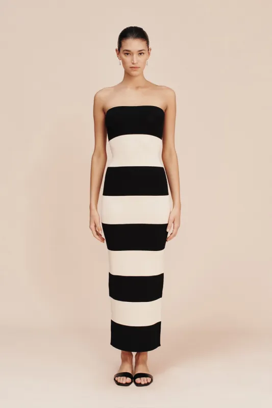 THEO STRAPLESS DRESS - BLACK STRIPE made by Posse