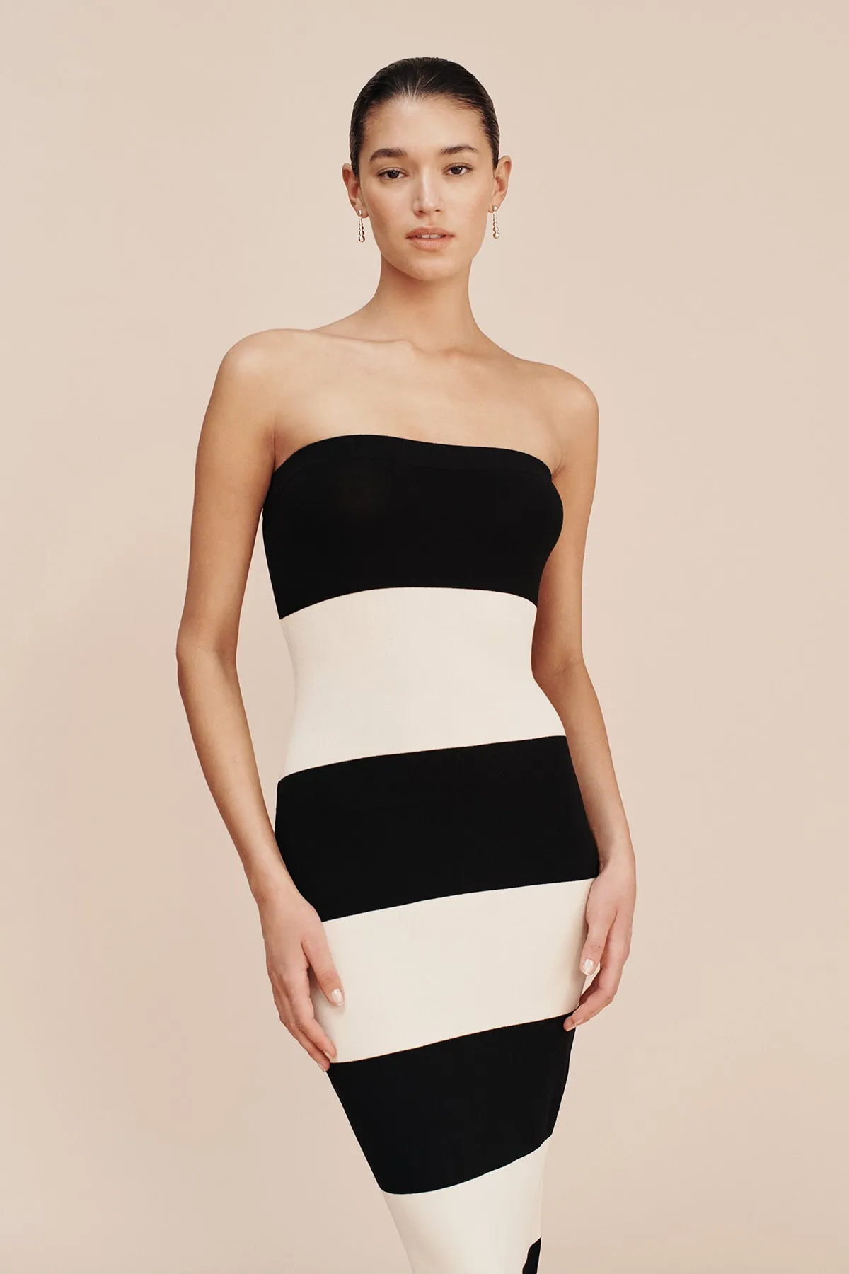THEO STRAPLESS DRESS - BLACK STRIPE sold by Posse product image thumbnail 3