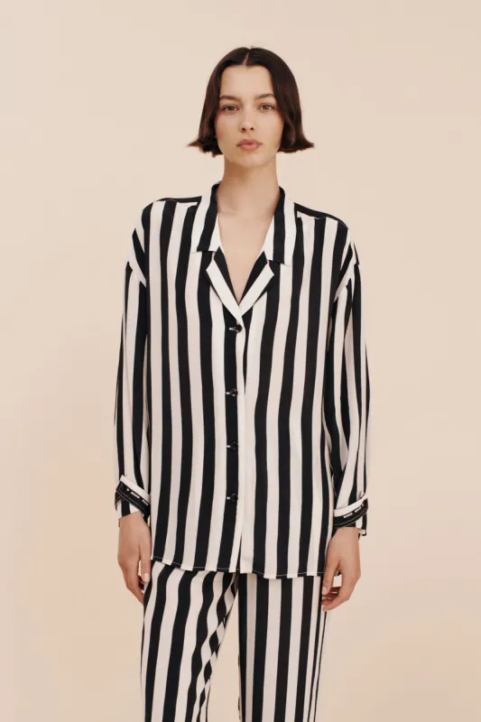 ZADIE SHIRT - BONE & BLACK STRIPE sold by Posse