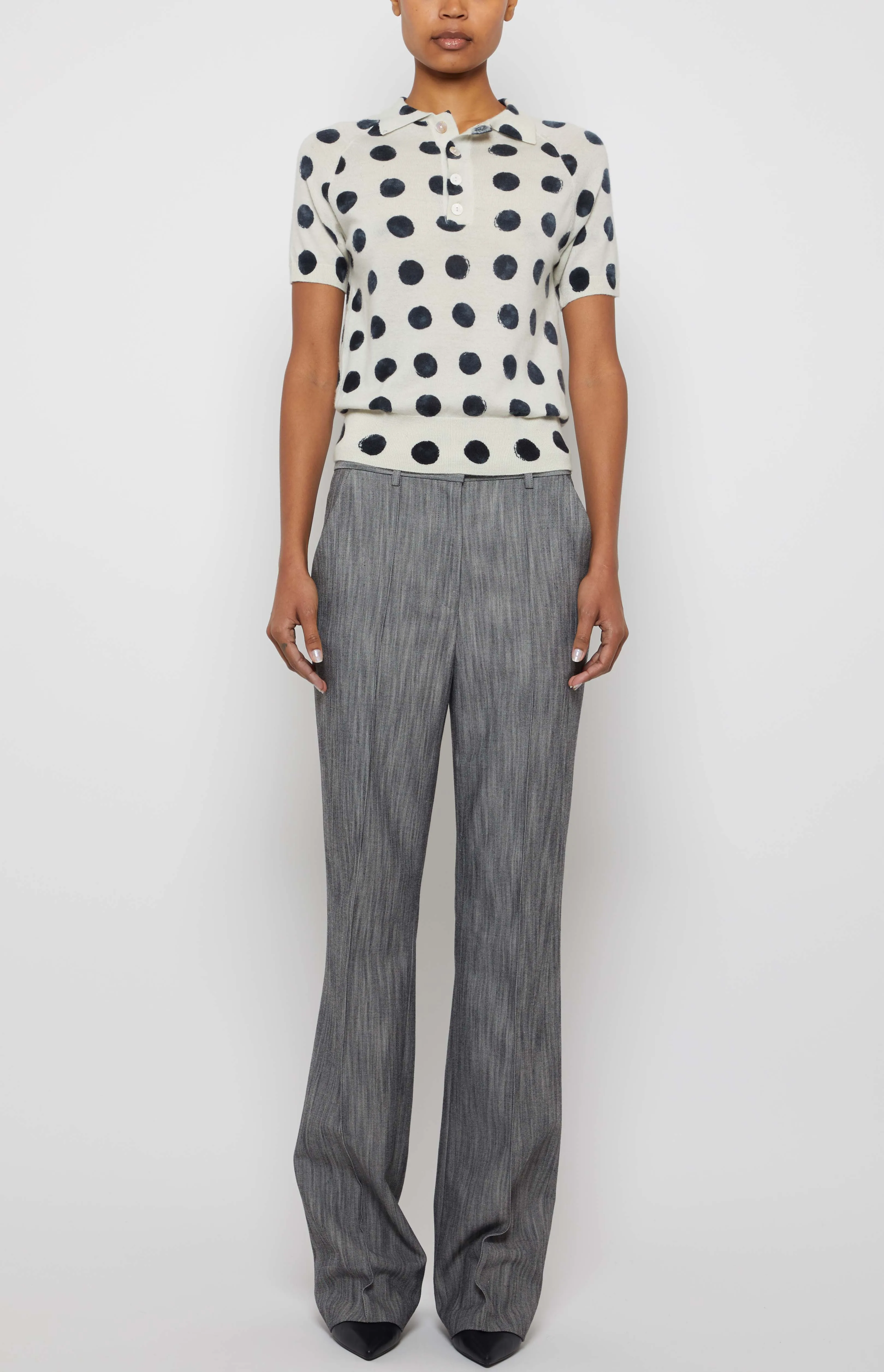 POLKA DOT SHORT SLEEVE POLO sold by Prabal Gurung