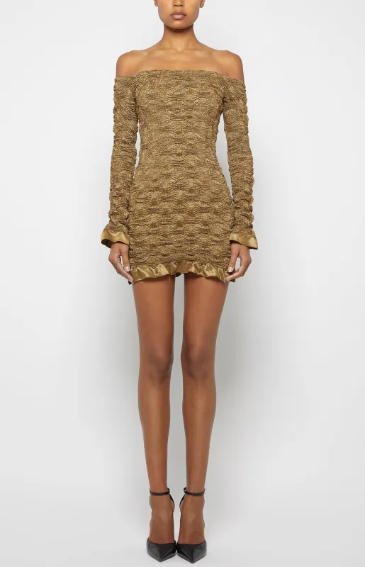 OFF-SHOULDER LONG SLEEVE MINI DRESS made by Prabal Gurung