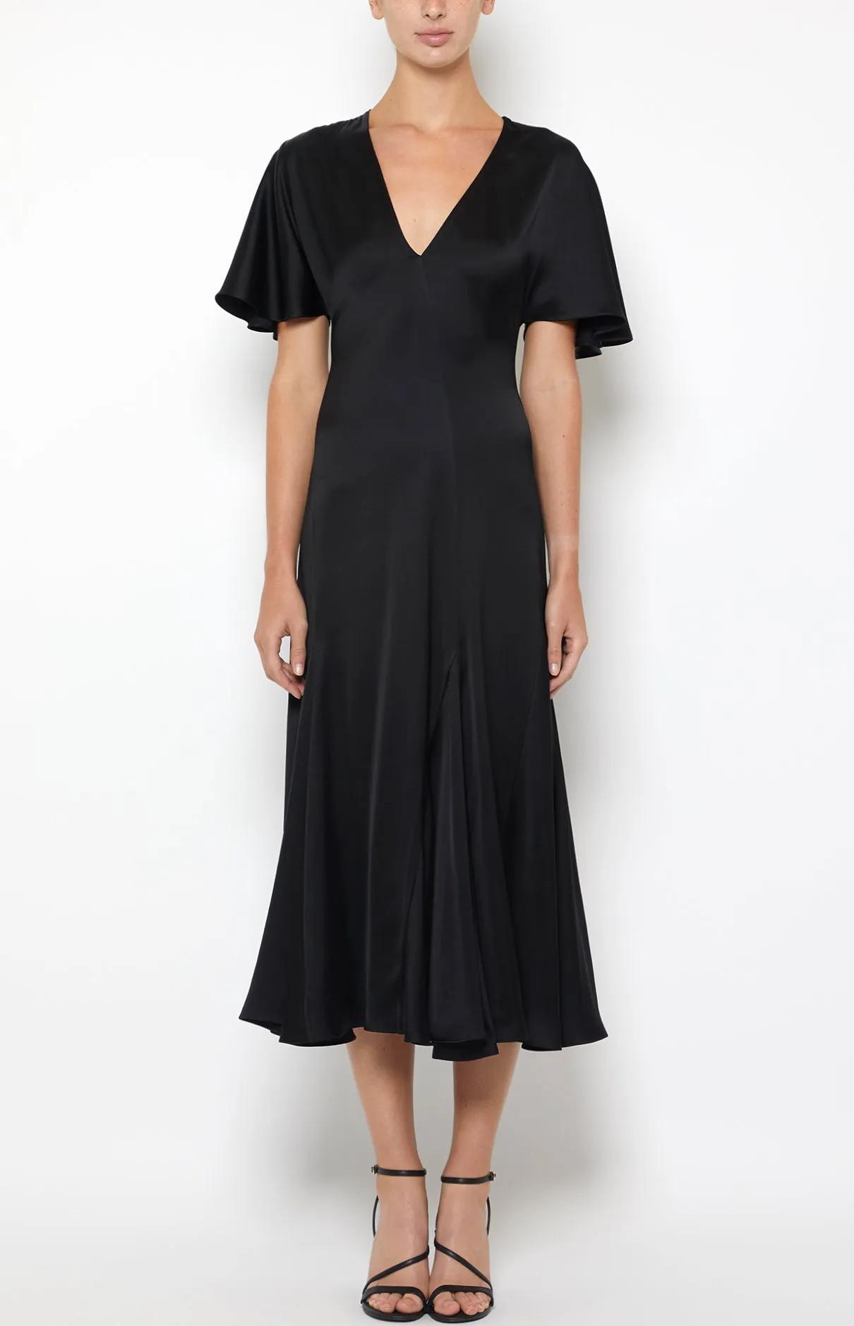 MIDI FLUTTER SLEEVE FLARE DRESS sold by Prabal Gurung