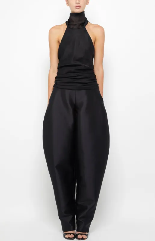 LINED HALTER-NECK OPEN-BACK TOP WITH FLOATING NECK TIES made by Prabal Gurung