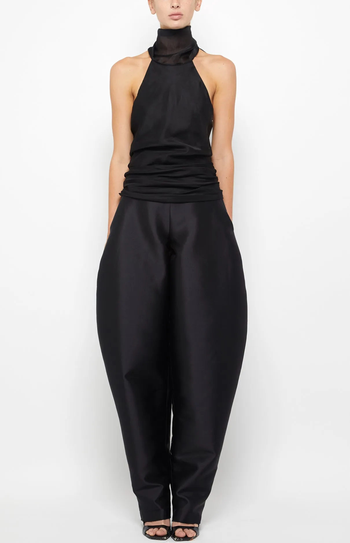 LINED HALTER-NECK OPEN-BACK TOP WITH FLOATING NECK TIES sold by Prabal Gurung