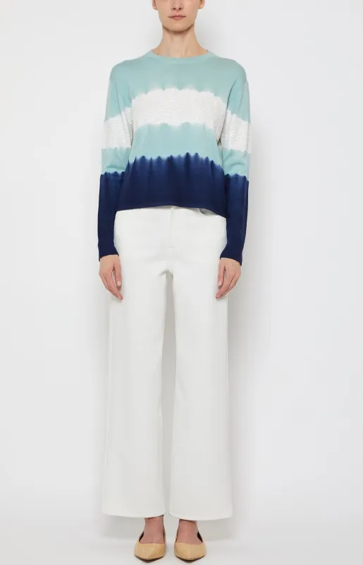 EMBROIDERED STRIPE CREWNECK PULLOVER made by Prabal Gurung