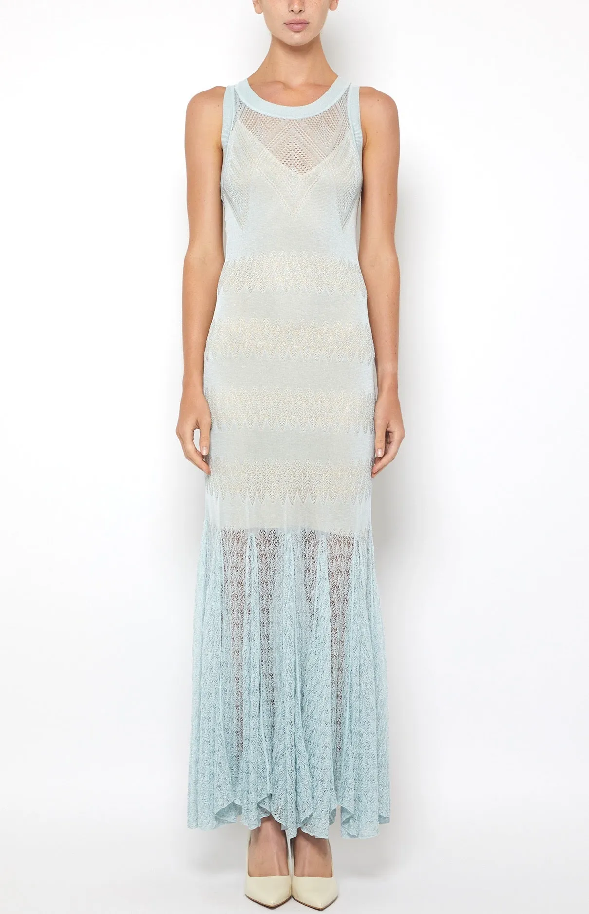 POINTELLE SLIP MAXI TRUMPET DRESS sold by Prabal Gurung