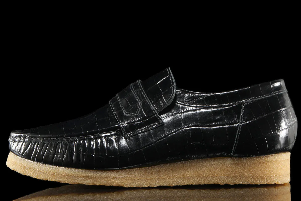 Wallabee Loafer Black Crocodile sold by Premier