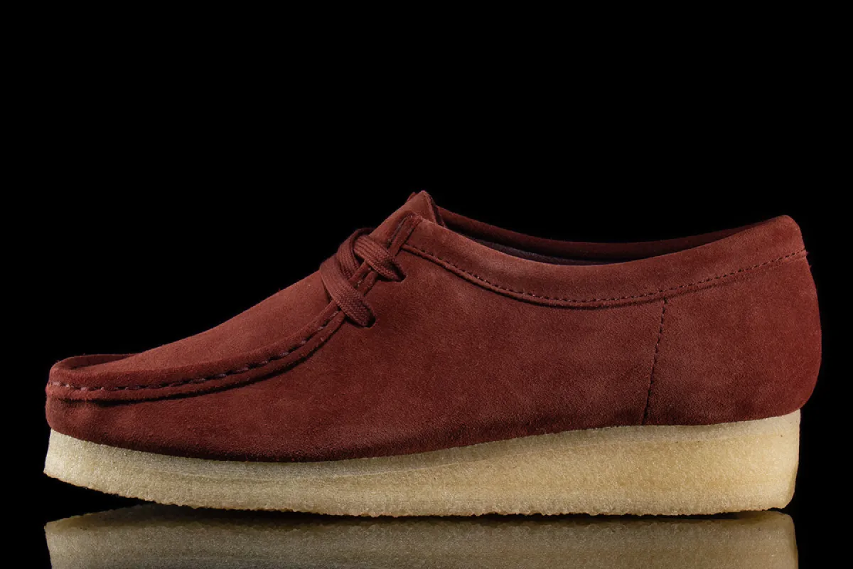 Women's Wallabee Deep Red Suede sold by Premier
