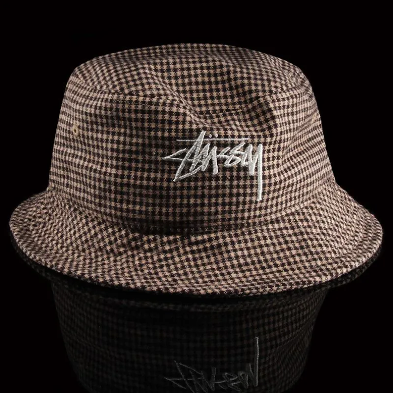 Wool Check Big Stock Bucket Hat sold by Premier