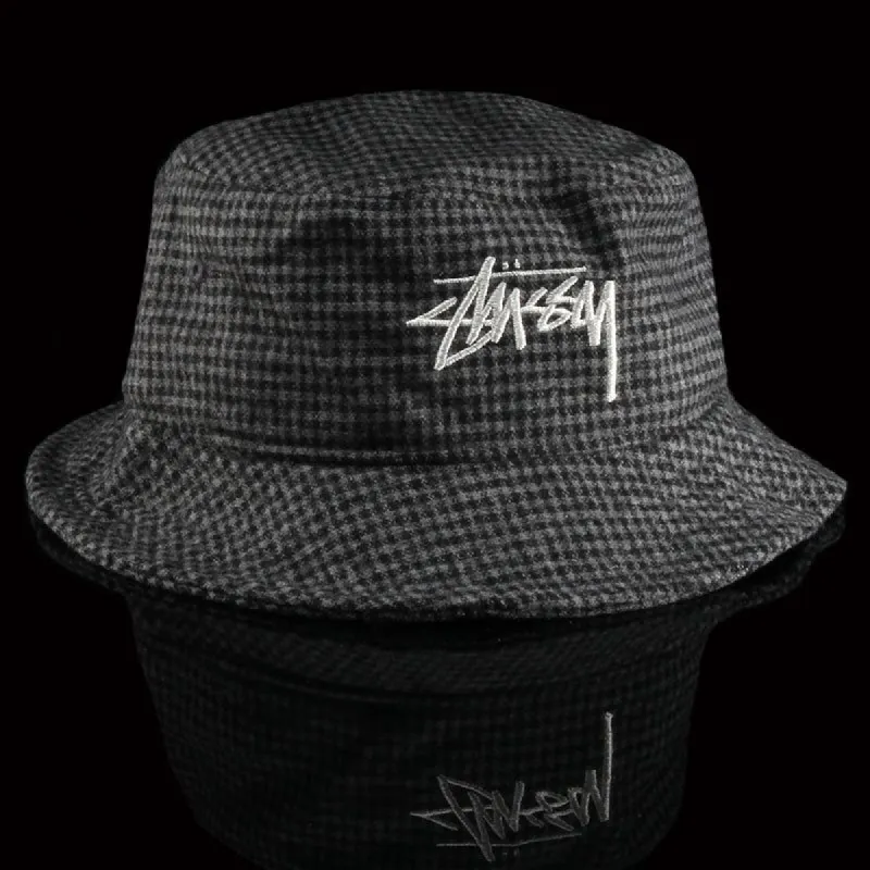Wool Check Big Stock Bucket Hat sold by Premier