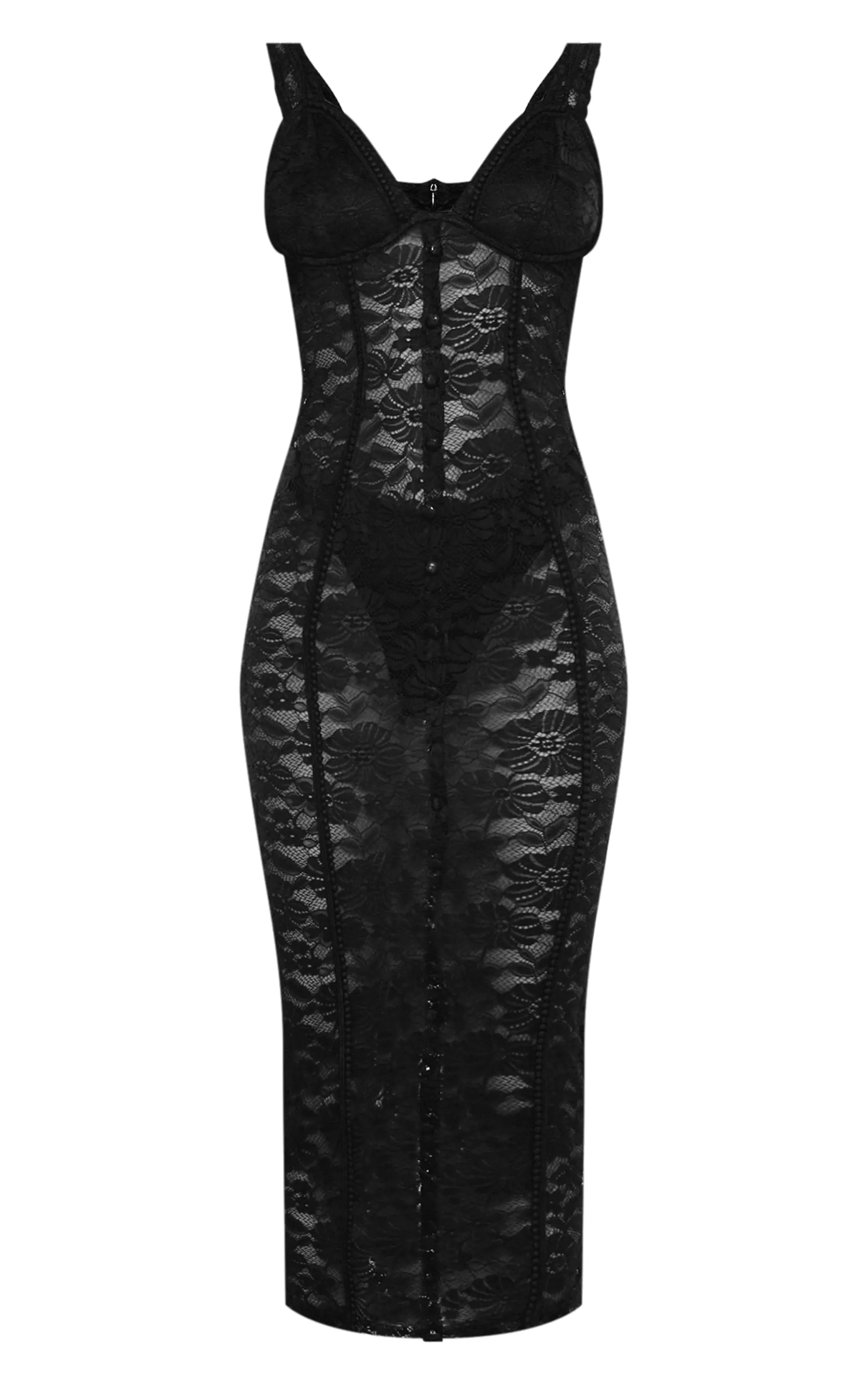 Black Lace Cup Detail Midi Dress sold by Pretty Little Thing product image thumbnail 5