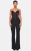 Black Diamante Corset Detail Flared Strappy Jumpsuit sold by Pretty Little Thing