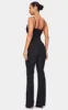 Black Diamante Corset Detail Flared Strappy Jumpsuit sold by Pretty Little Thing