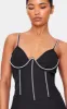 Black Diamante Corset Detail Flared Strappy Jumpsuit sold by Pretty Little Thing