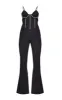 Black Diamante Corset Detail Flared Strappy Jumpsuit sold by Pretty Little Thing