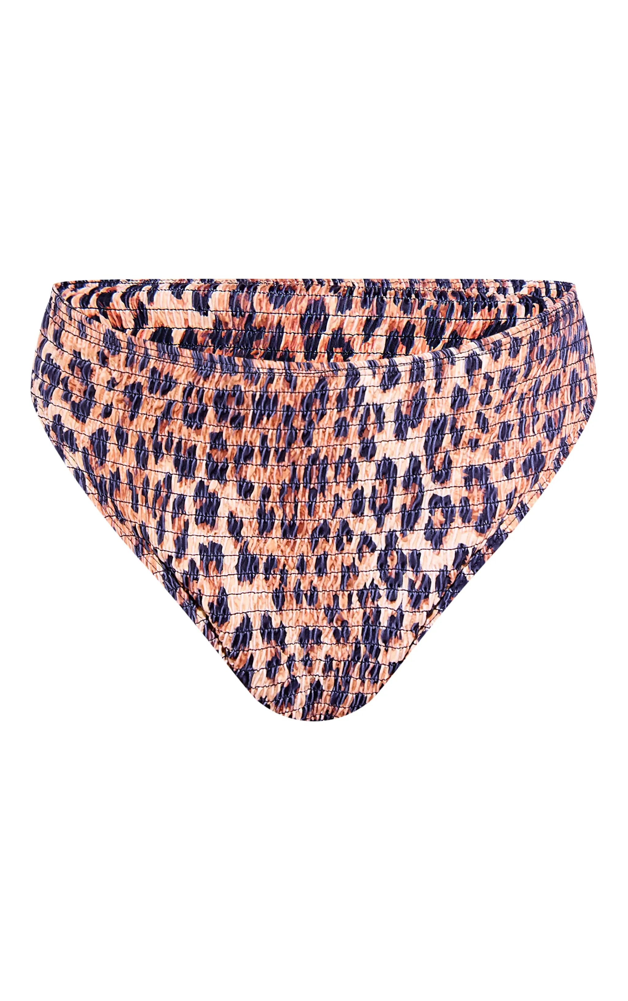 Brown Leopard Print Shirred High Waist Bikini Bottoms sold by Pretty Little Thing product image thumbnail 5