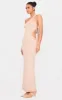 Cream Faux Suede One Shoulder Cut Out Maxi Dress sold by Pretty Little Thing