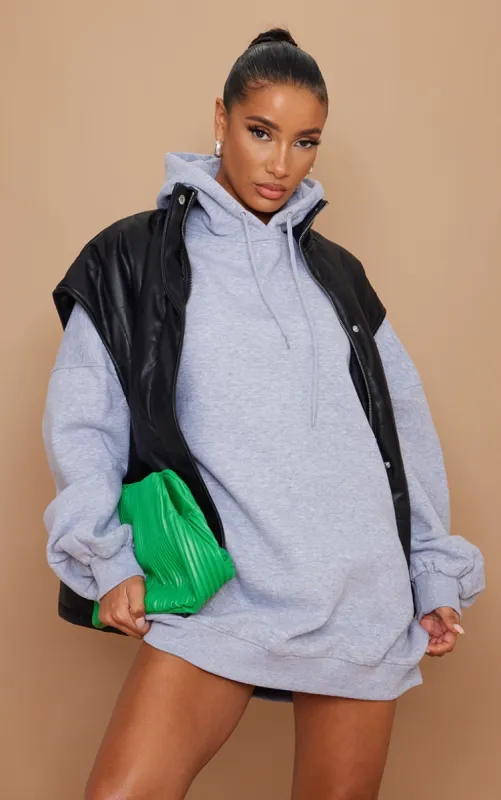 Grey Marl Oversized Hooded Sweat Jumper Dress sold by Pretty Little Thing