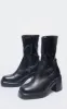 Black PU Round Toe Low Block Heeled Sock Boots sold by Pretty Little Thing