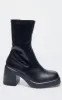 Black PU Round Toe Low Block Heeled Sock Boots sold by Pretty Little Thing