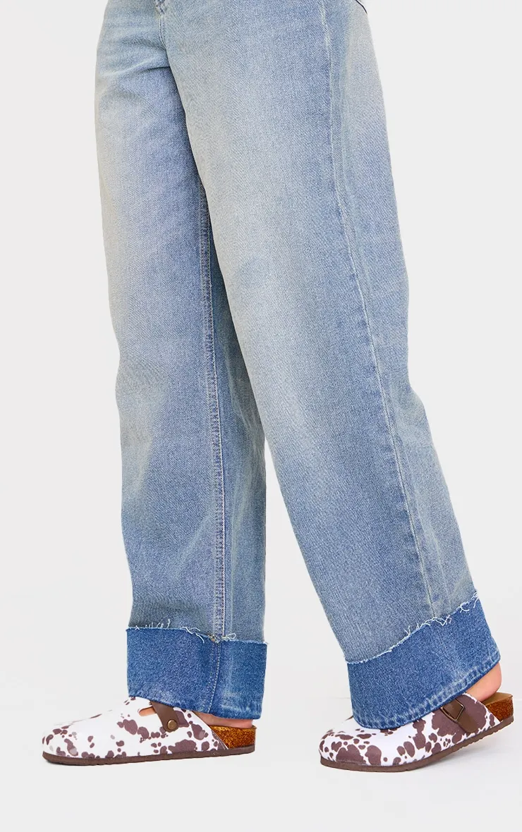 Cow Print Faux Suede Round Toe Buckle Mule Clogs sold by Pretty Little Thing