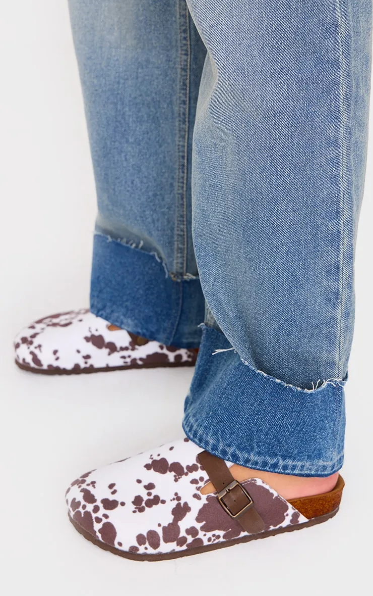 Cow Print Faux Suede Round Toe Buckle Mule Clogs sold by Pretty Little Thing product image thumbnail 2