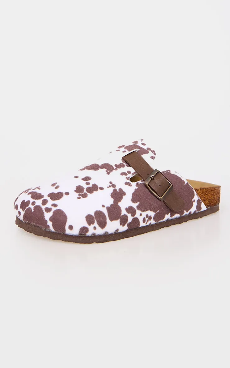 Cow Print Faux Suede Round Toe Buckle Mule Clogs sold by Pretty Little Thing product image thumbnail 3