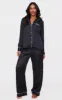 PRETTYLITTLETHING Black Contrast Piping Satin Long PJ Set sold by Pretty Little Thing