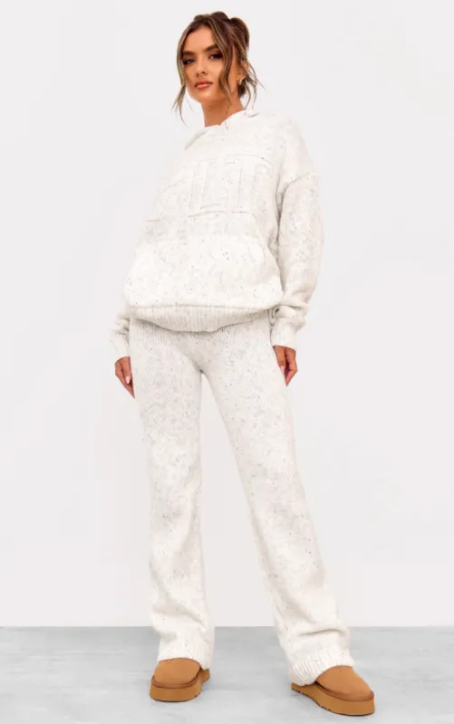 Cream Space Dye Knitted Wide Leg Trousers sold by Pretty Little Thing