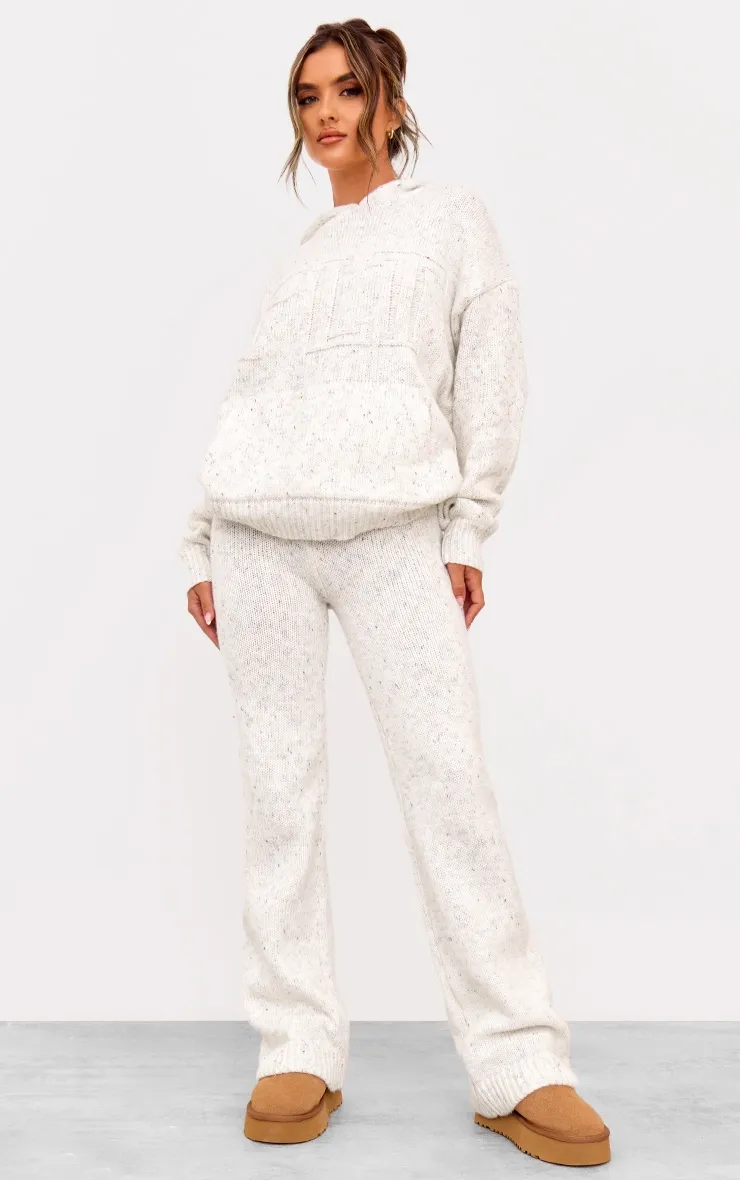 Cream Space Dye Knitted Wide Leg Trousers sold by Pretty Little Thing