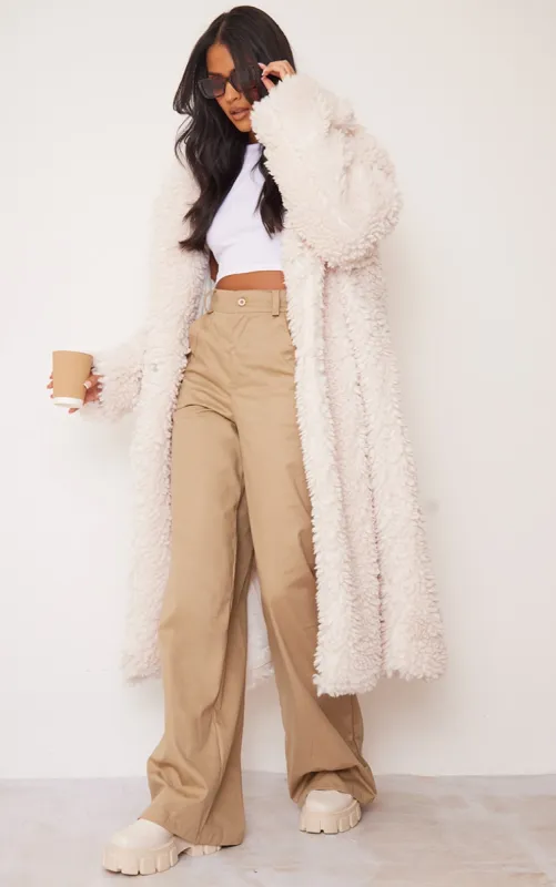 Tall Stone Tailored Extreme Wide Leg Trousers sold by Pretty Little Thing