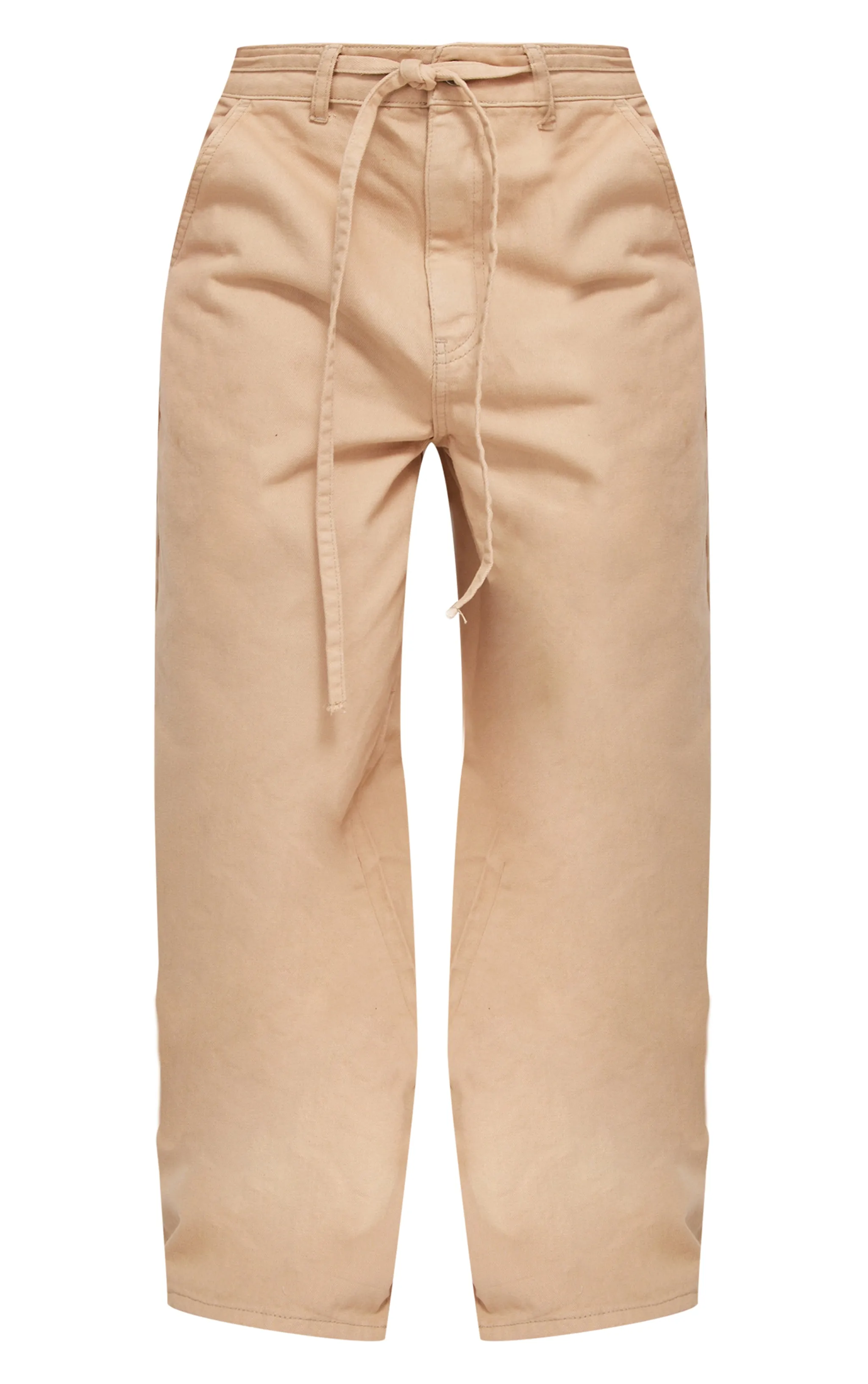 Taupe Tie Waistband Detail Wide Leg Jeans sold by Pretty Little Thing product image thumbnail 5