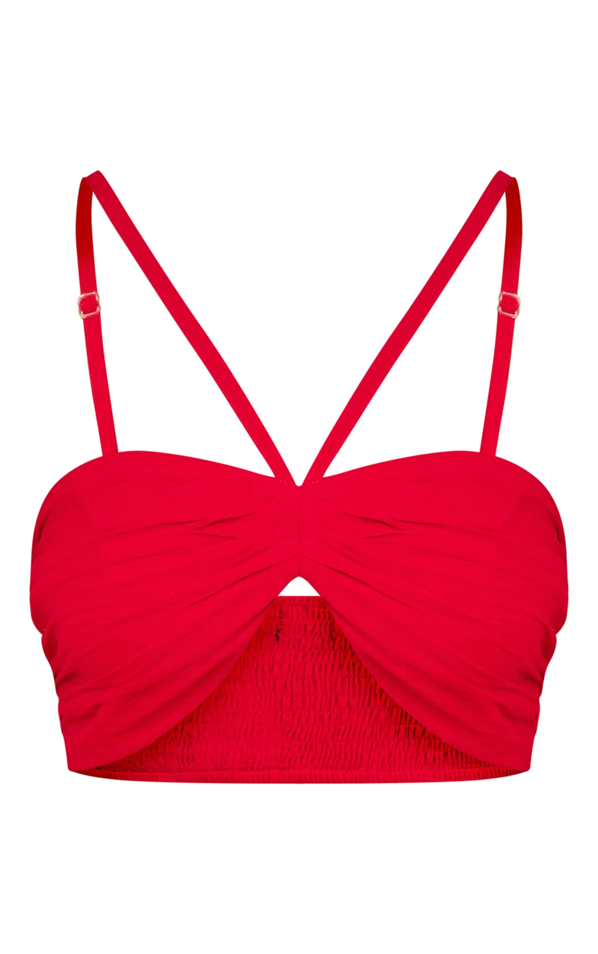 Red Ruched Front Halterneck Bralette sold by Pretty Little Thing product image thumbnail 5