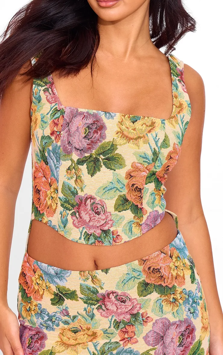 Petite Stone Floral Jacquard Cut Out Mini Dress sold by Pretty Little Thing product image thumbnail 4