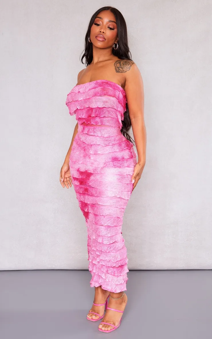 Shape Hot Pink Ombre Frill Edge Bandeau Maxi Dress sold by Pretty Little Thing product image thumbnail 3