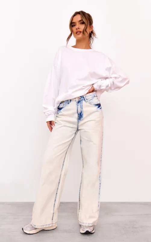 Ice Blue Wide Leg Jeans sold by Pretty Little Thing
