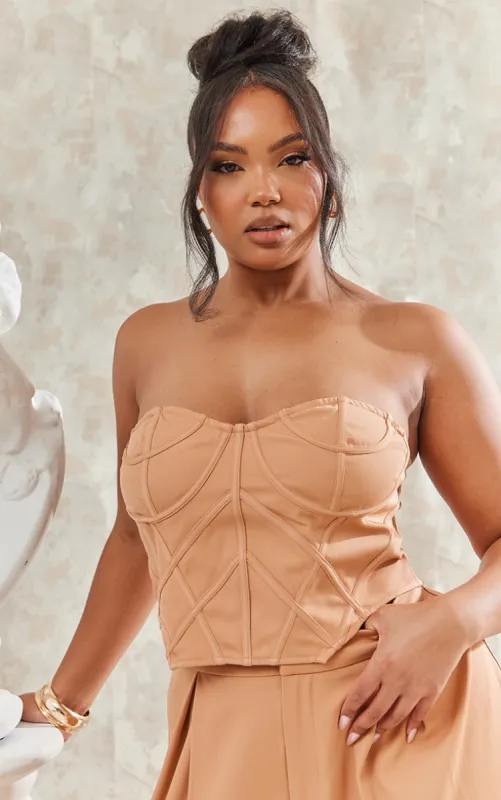 Plus Light Peach Bandeau Corset sold by Pretty Little Thing