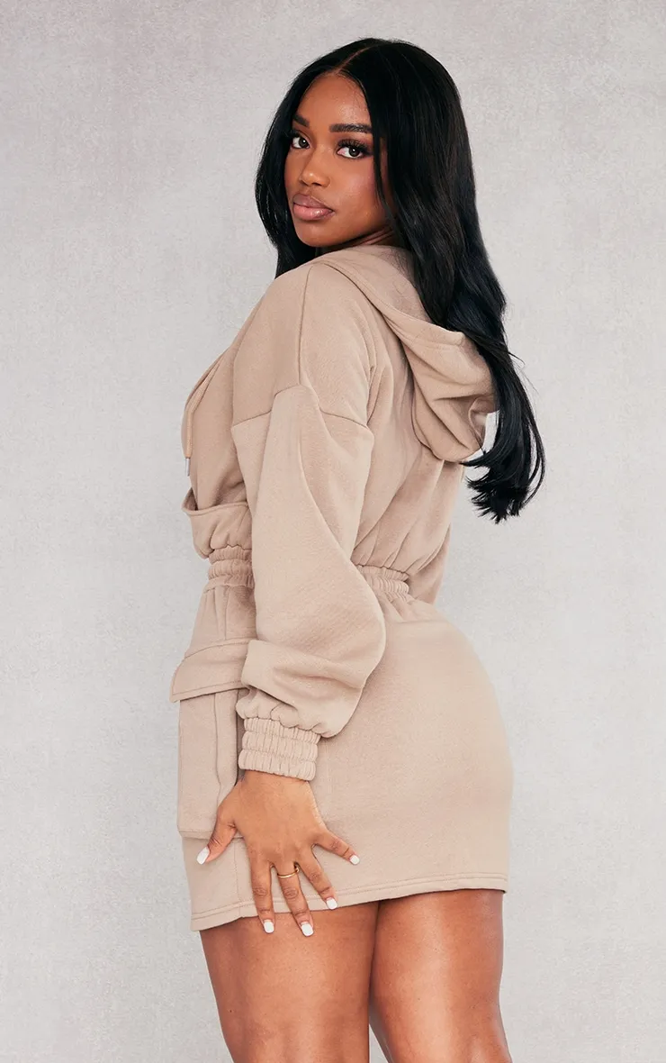 Shape Taupe Utility Pocket Detail Plunge Sweater Dress sold by Pretty Little Thing product image thumbnail 2