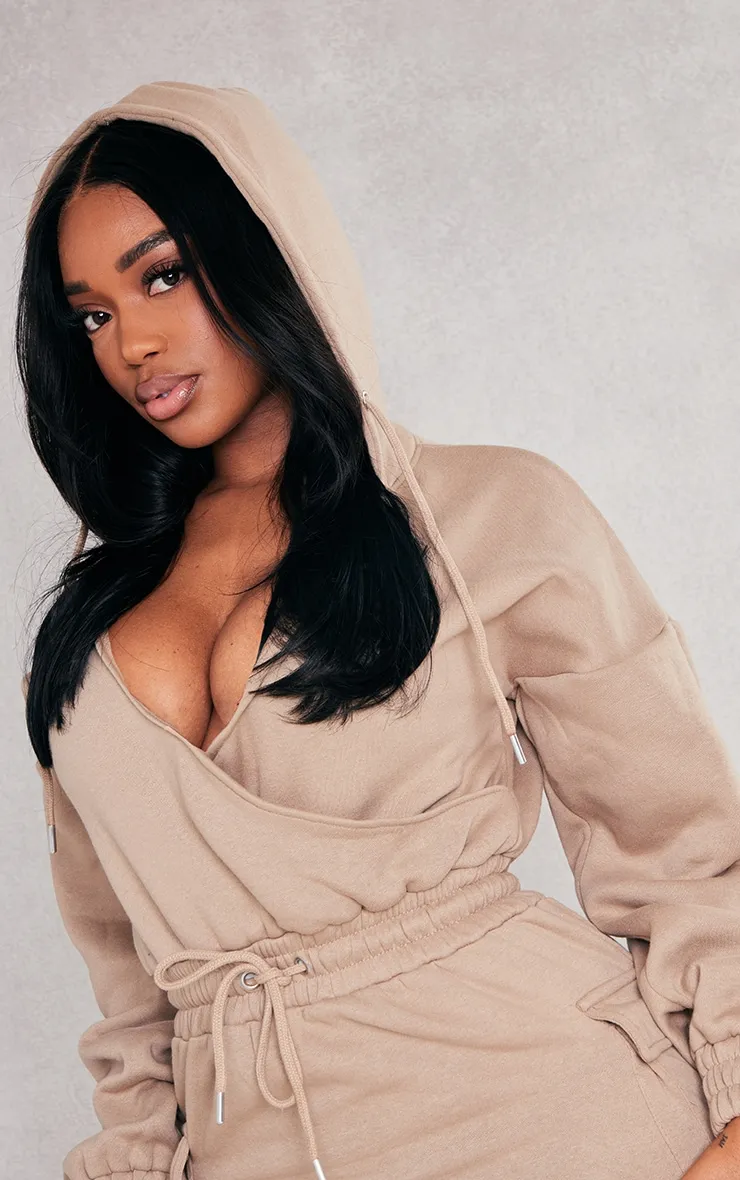 Shape Taupe Utility Pocket Detail Plunge Sweater Dress sold by Pretty Little Thing product image thumbnail 4