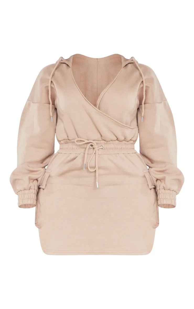 Shape Taupe Utility Pocket Detail Plunge Sweater Dress sold by Pretty Little Thing product image thumbnail 5