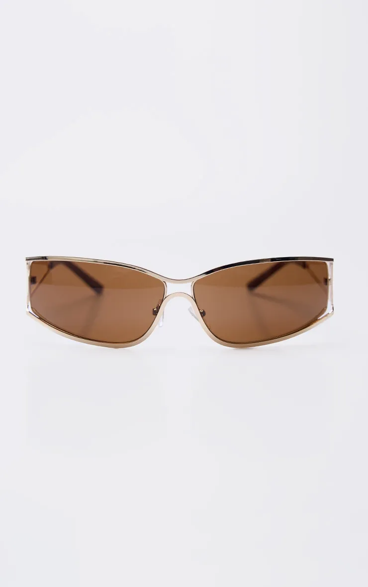 Gold Trim Frame Visor Sunglasses sold by Pretty Little Thing product image thumbnail 2