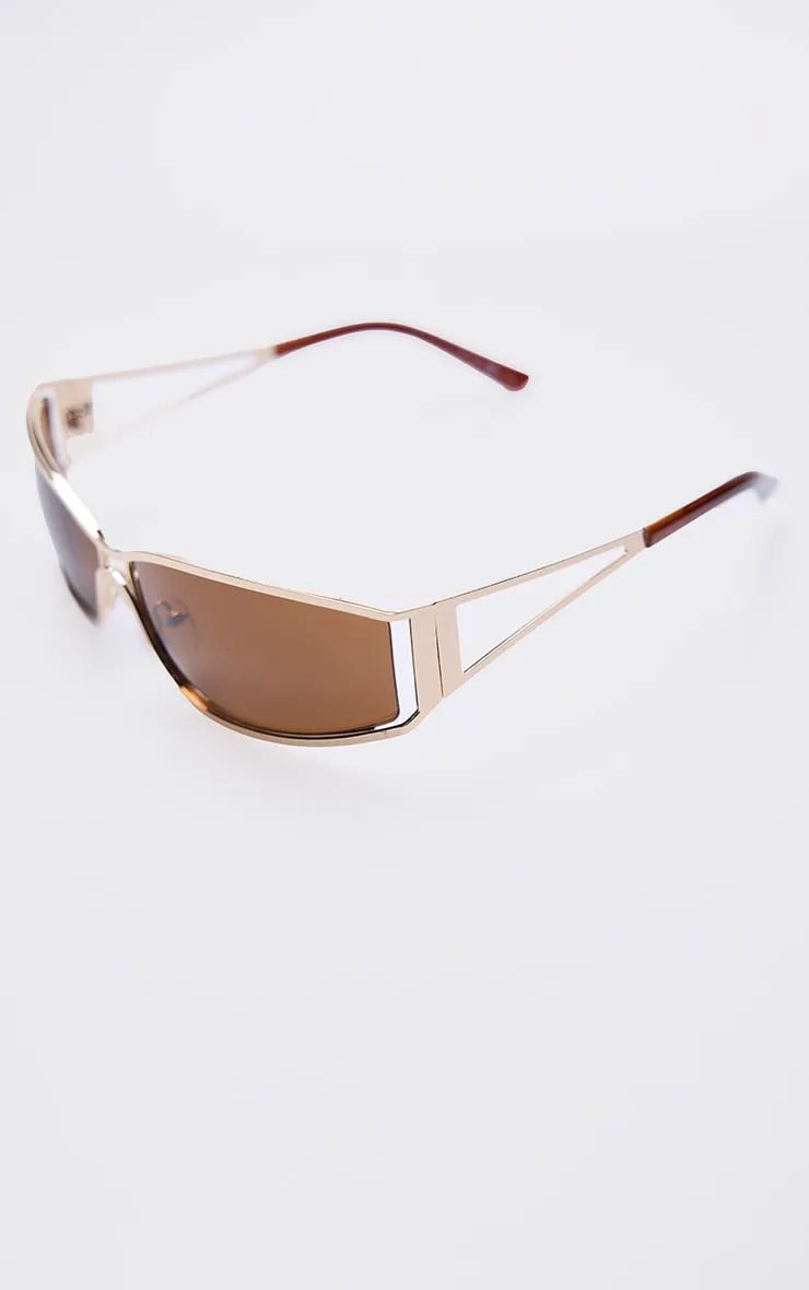 Gold Trim Frame Visor Sunglasses sold by Pretty Little Thing product image thumbnail 3